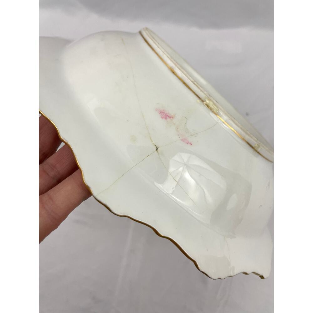 Antique Limoges Bowl France Handpainted Pink Roses Gold Accent Artist Signed VTG - Picture 6 of 15